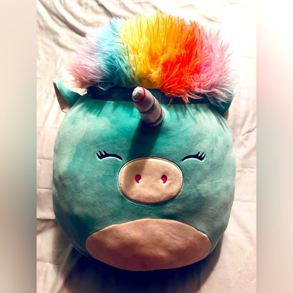 Squishmallows Teal Rainbow Cat-Unicorn Plushie - Picture 1 of 9